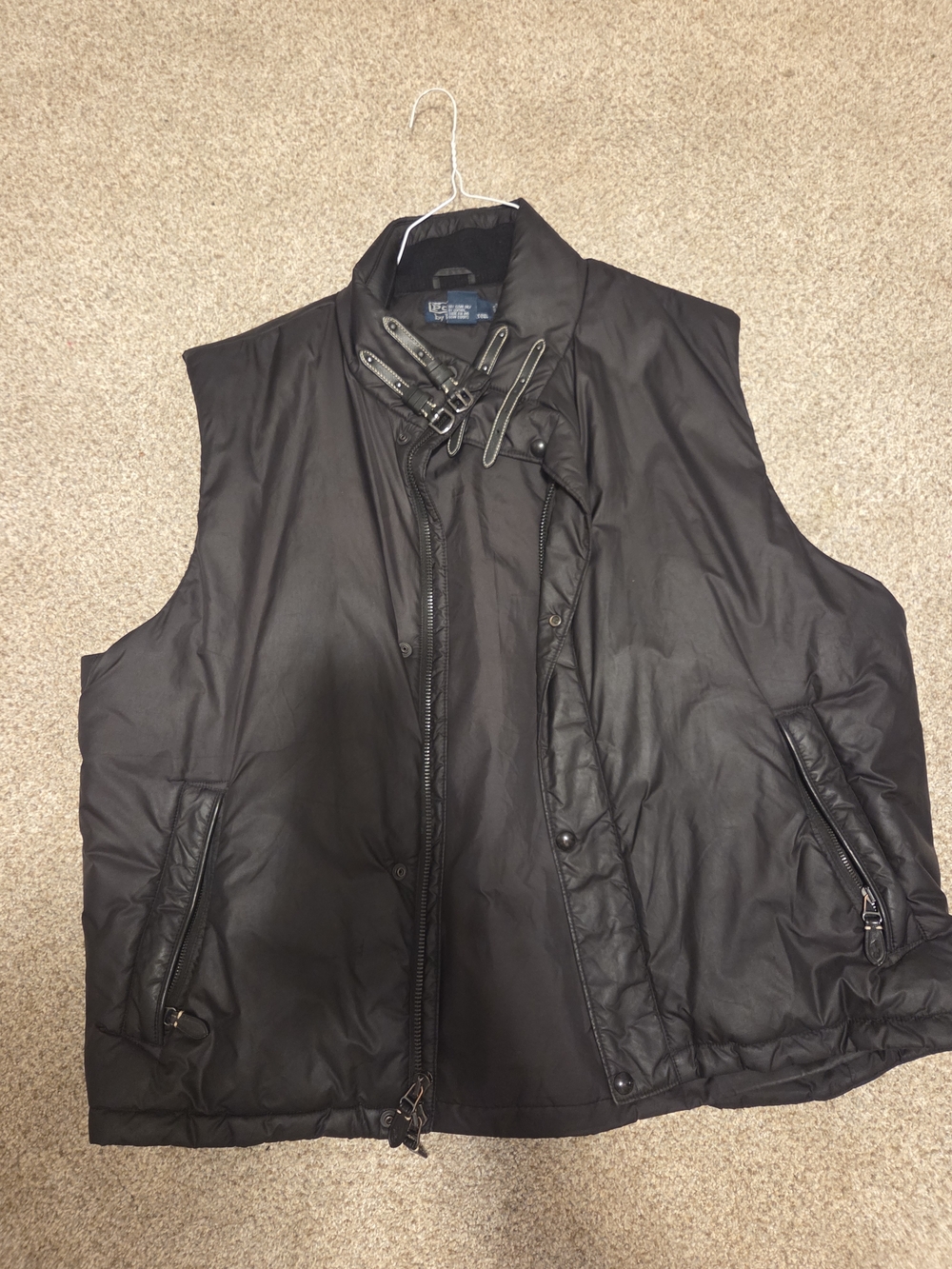 Polo by Ralph Lauren Black Quilted Vest with Buckle Collar